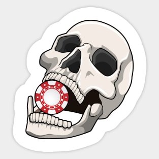 Skull with Poker chip Sticker